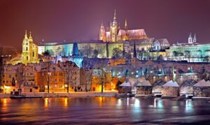 prague praha winter night