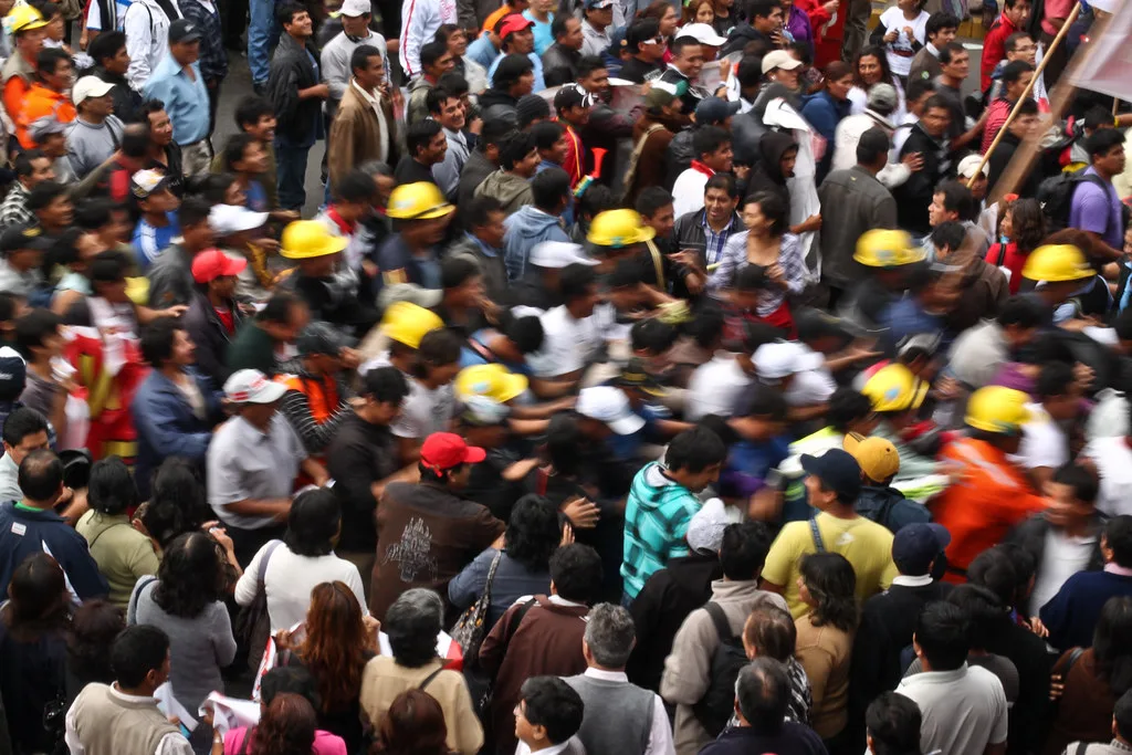 Protesters Blur By